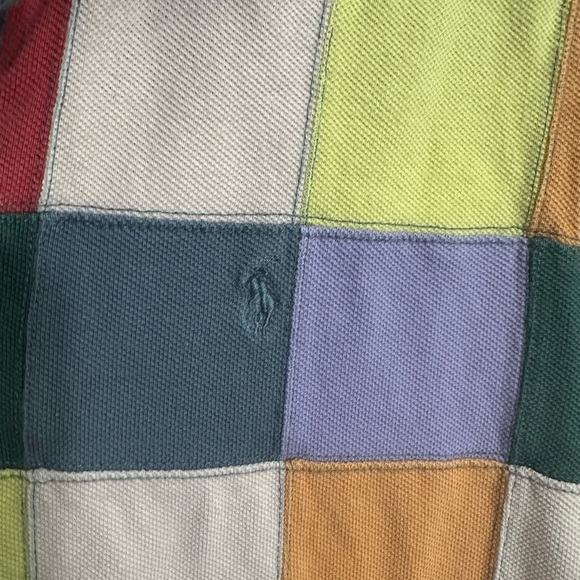 Ralph Lauren Patchwork Polo Shirt XL Slim Fit Vintage Colorblock Y2K - Picture 4 of 9